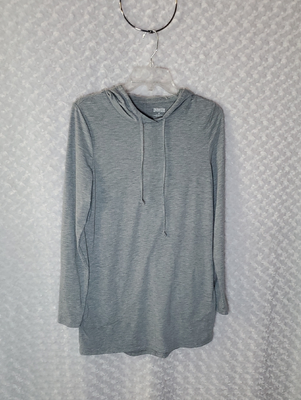 Duluth Trading Co Gray Hooded Tunic Top Womens Xs